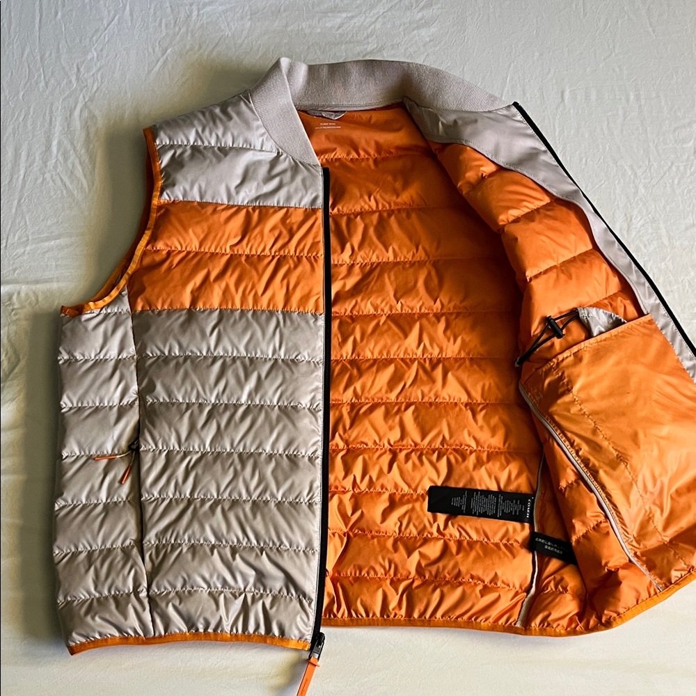 Coach Men's Quilted Vest - Orange & Cream (Style C7799) - Picture 5 of 9